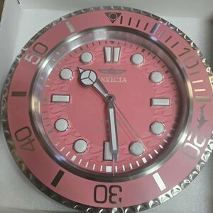 Invicta Pro Diver 14" Quartz Wall Clock.  Light pink  Mint Condition.Brand new 
